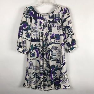 Dian Von Furstenberg Geo-Print Silk Babydoll Dress